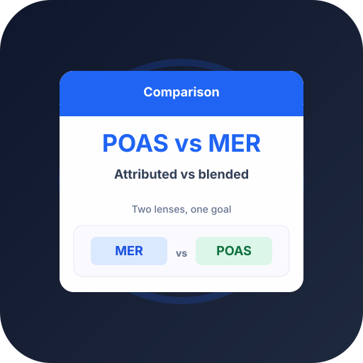 POAS vs MER: Attributed vs Blended Profit POAS vs MER: Attributed vs Blended Profit — POAS profit bidding and ecommerce Google Ads guide by Profit Bid
